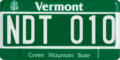 VT license plate NDT010