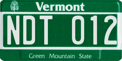 VT license plate NDT012