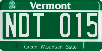VT license plate NDT015