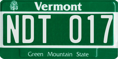 VT license plate NDT017