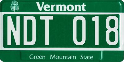 VT license plate NDT018