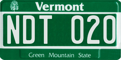 VT license plate NDT020