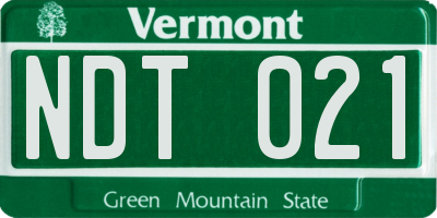 VT license plate NDT021