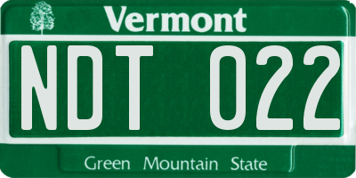 VT license plate NDT022