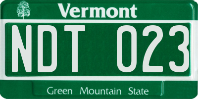 VT license plate NDT023