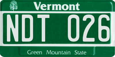 VT license plate NDT026