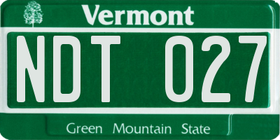 VT license plate NDT027