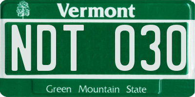 VT license plate NDT030