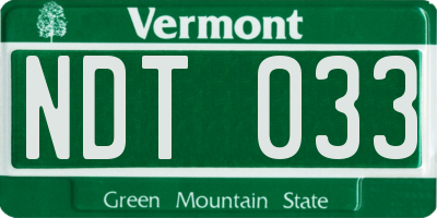 VT license plate NDT033