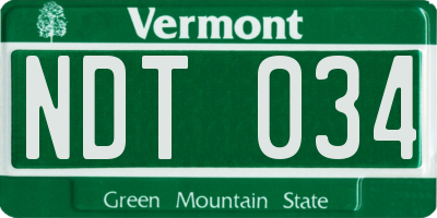 VT license plate NDT034