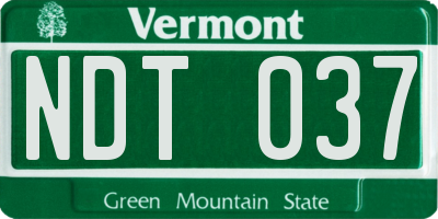VT license plate NDT037