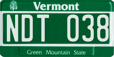 VT license plate NDT038