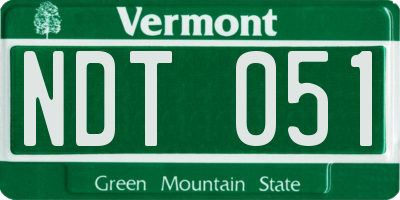 VT license plate NDT051