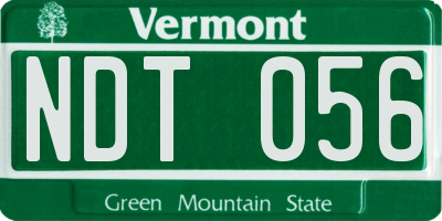 VT license plate NDT056