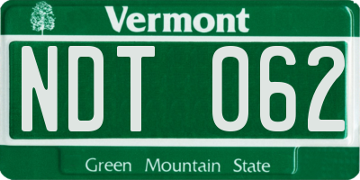 VT license plate NDT062