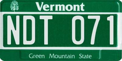 VT license plate NDT071