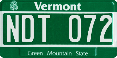 VT license plate NDT072