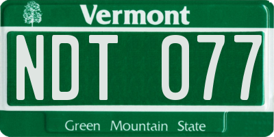 VT license plate NDT077
