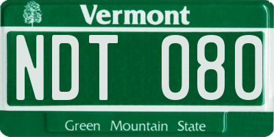 VT license plate NDT080