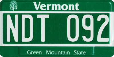 VT license plate NDT092