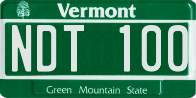 VT license plate NDT100
