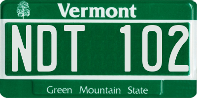 VT license plate NDT102
