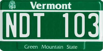 VT license plate NDT103