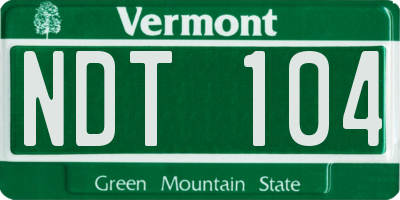 VT license plate NDT104