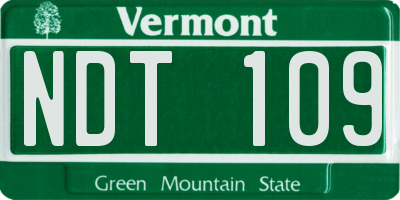 VT license plate NDT109