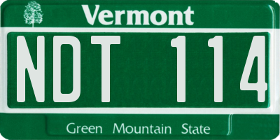 VT license plate NDT114