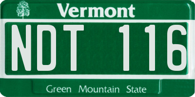 VT license plate NDT116