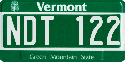 VT license plate NDT122