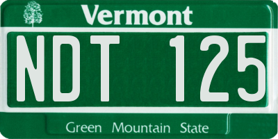 VT license plate NDT125