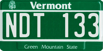 VT license plate NDT133