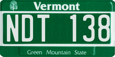 VT license plate NDT138