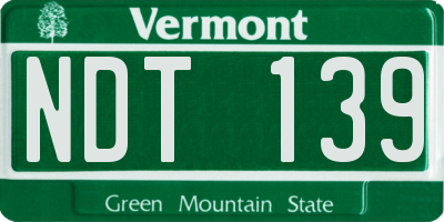 VT license plate NDT139