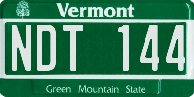 VT license plate NDT144