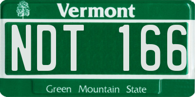 VT license plate NDT166