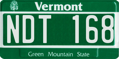 VT license plate NDT168