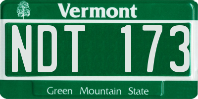 VT license plate NDT173