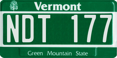 VT license plate NDT177