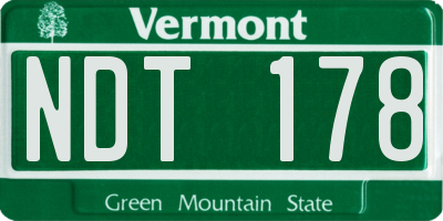 VT license plate NDT178