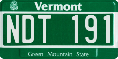 VT license plate NDT191
