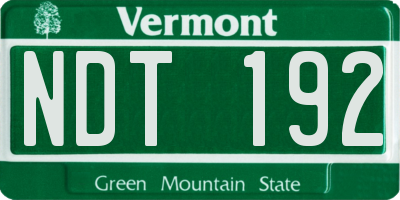 VT license plate NDT192