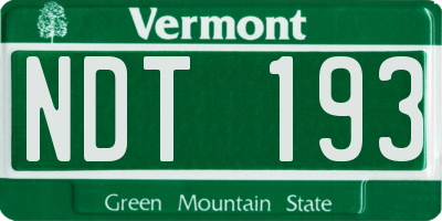 VT license plate NDT193