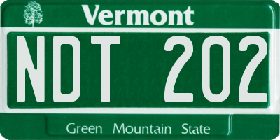 VT license plate NDT202
