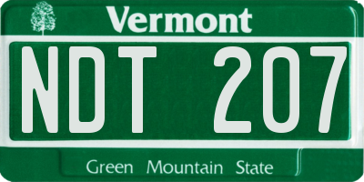 VT license plate NDT207