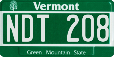 VT license plate NDT208