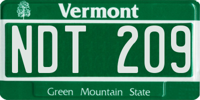 VT license plate NDT209