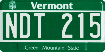 VT license plate NDT215